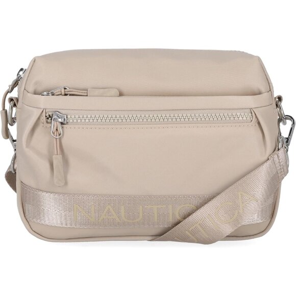 Women's Cream Nylon Bean Crossbody Belt Bag Adjustable Shoulder Strap Zipper - Picture 2 of 5